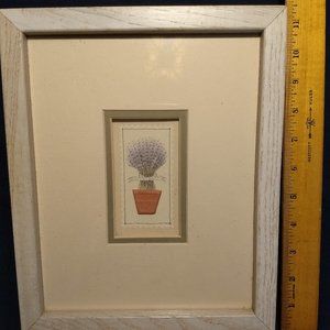 3D Shadow Box Wall Accent Lavender Bundle in Ceramic Pot White Frame